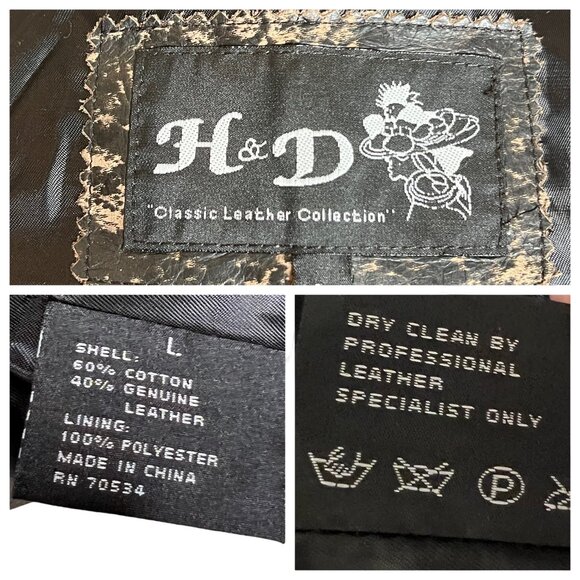 H & D Classic Leather Collection Women’s Large Motorcycle Jacket - Picture 9 of 16